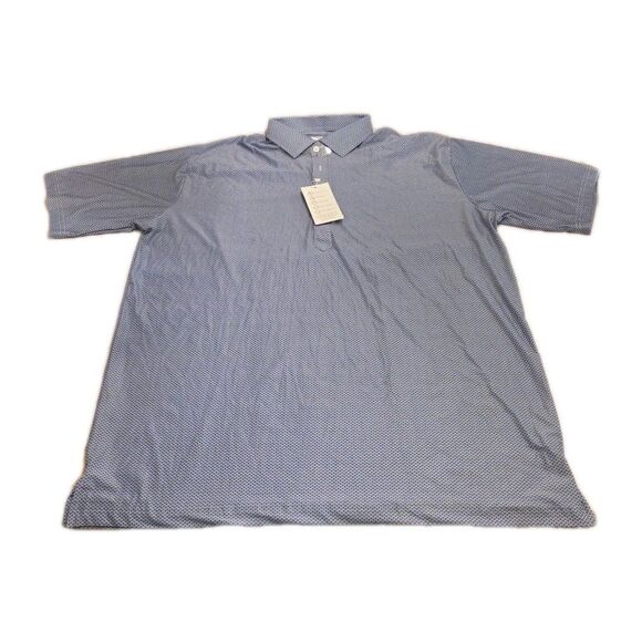 NWT Collars & Co Mens 2XL Featherweight Dress Collar Polo Shirt Navy Print - Picture 2 of 8